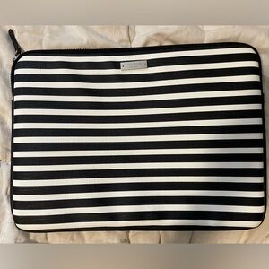 Kate Spade Fairmont Black and White Striped Padded Laptop Computer Case